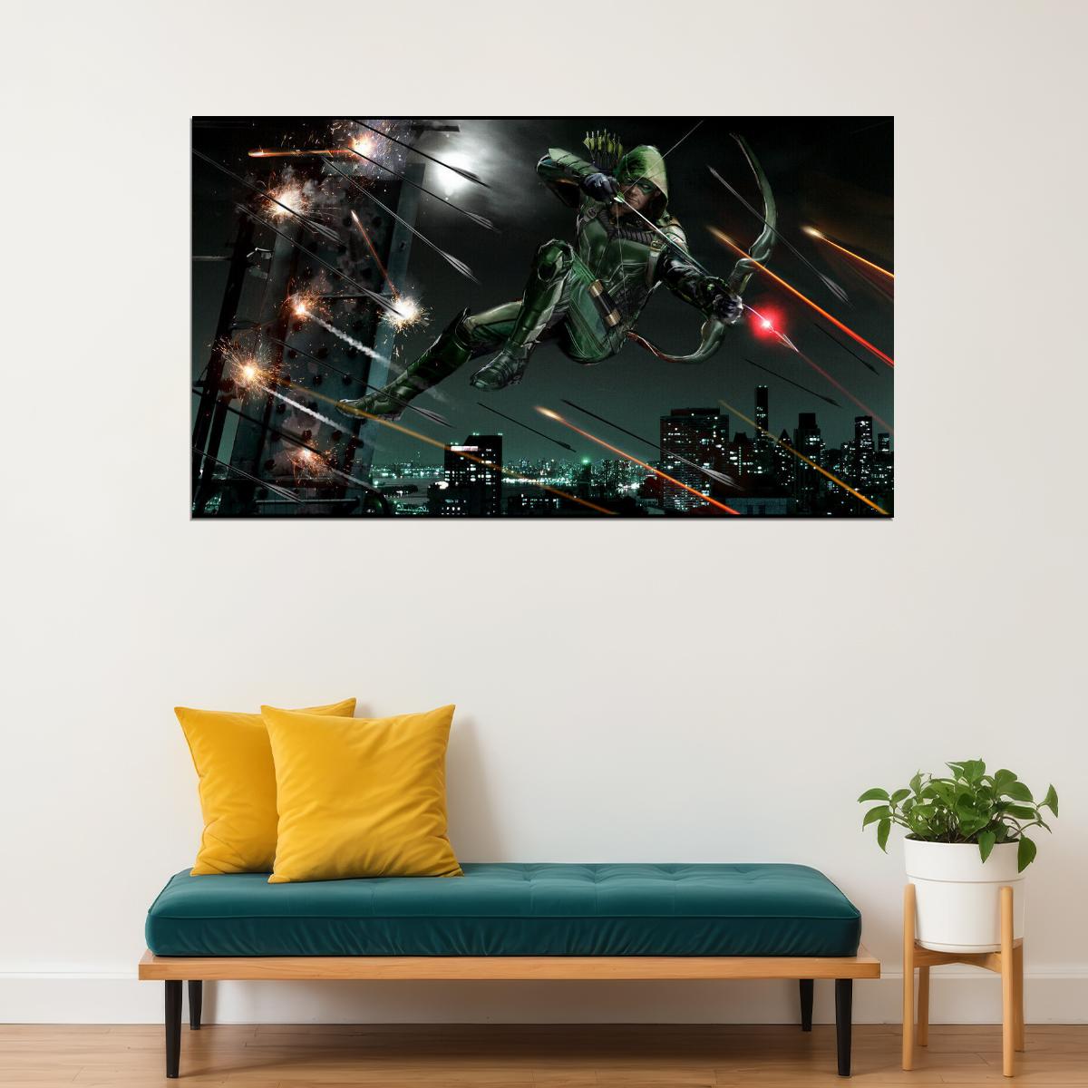 Green Arrow Oliver Queen Movie Poster Dc Comics Superhero Wall Art Comic Book Print - xonomax