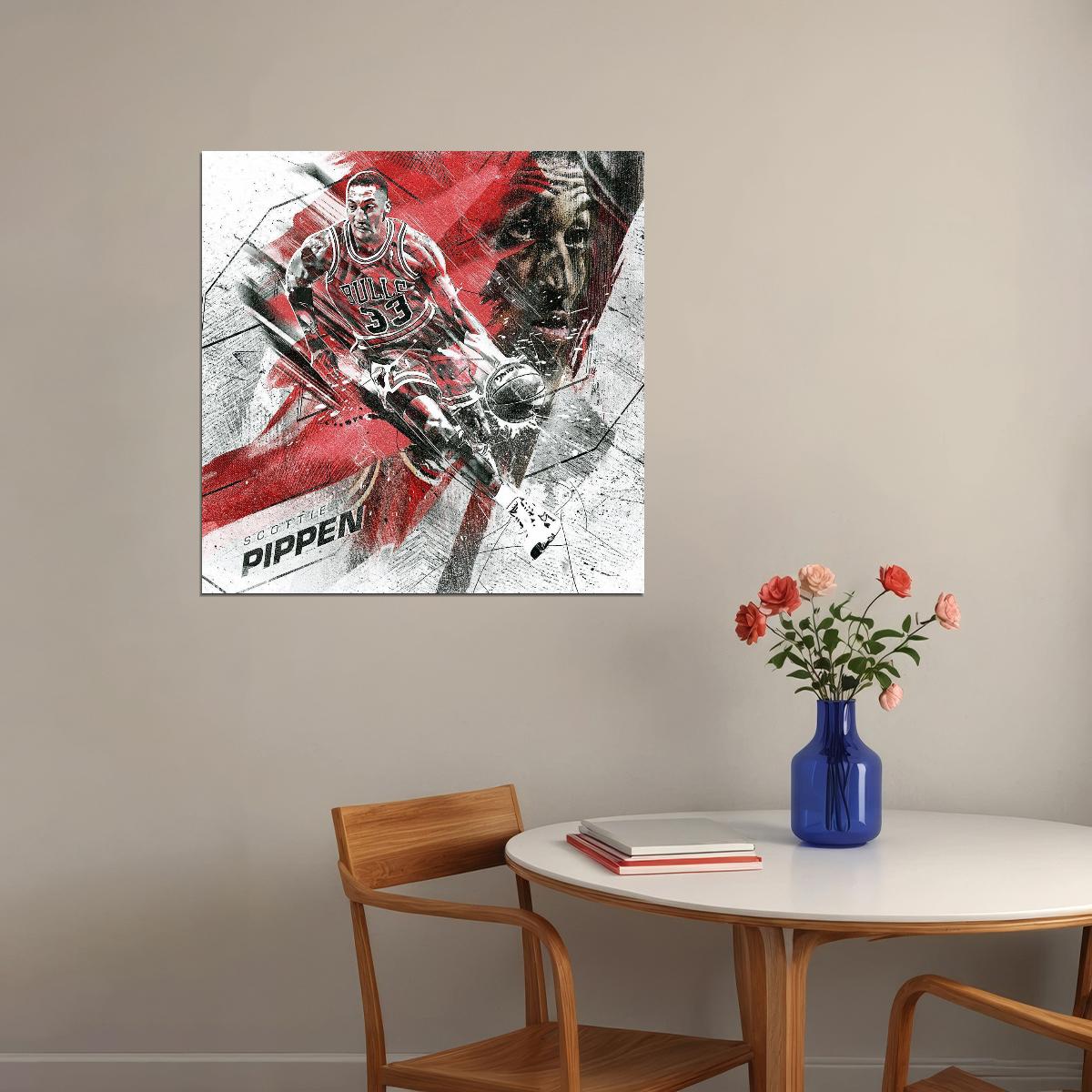 Scottie Pippen Nba Poster Famous Basketball Star Motivational Sports Print