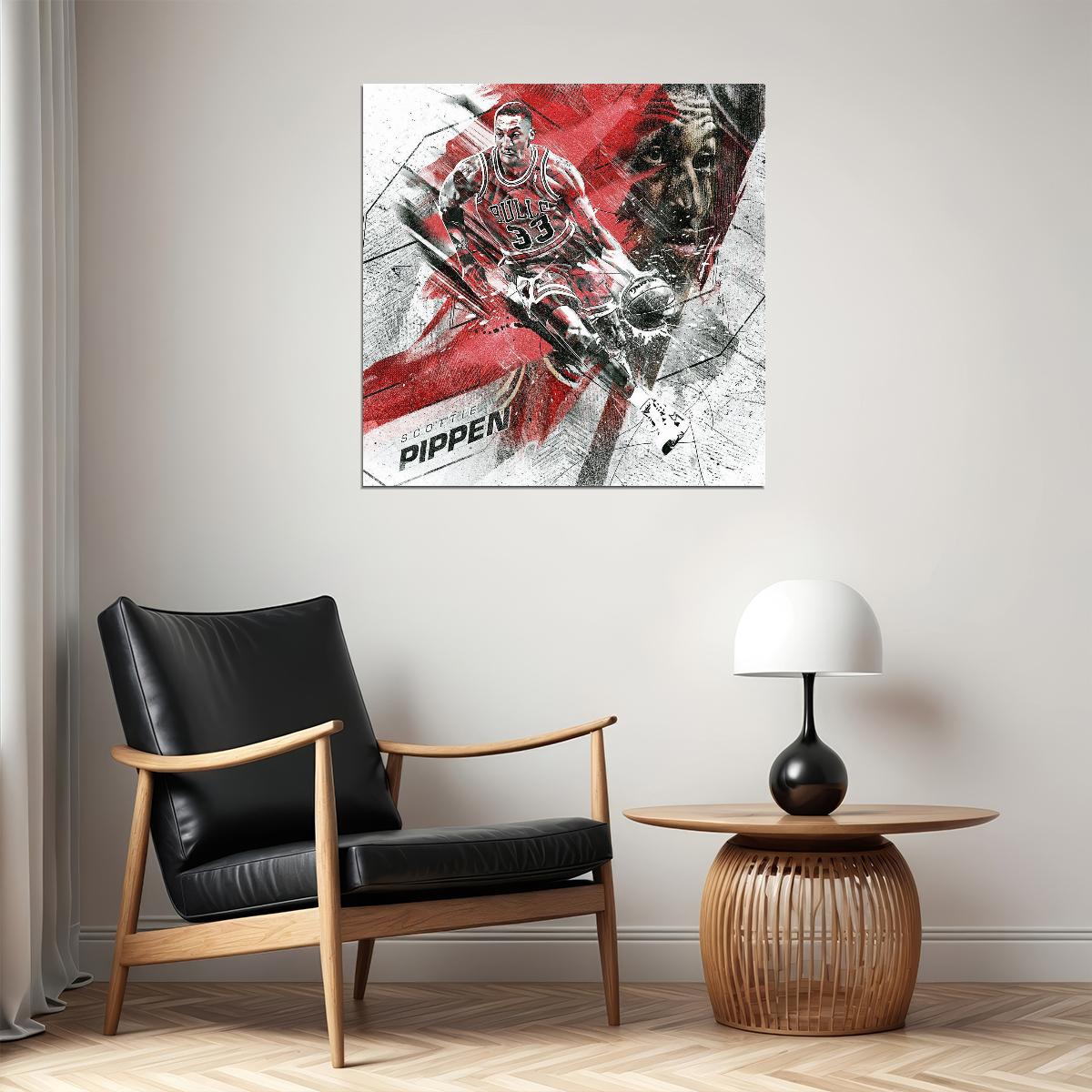 Scottie Pippen Nba Poster Famous Basketball Star Motivational Sports Print