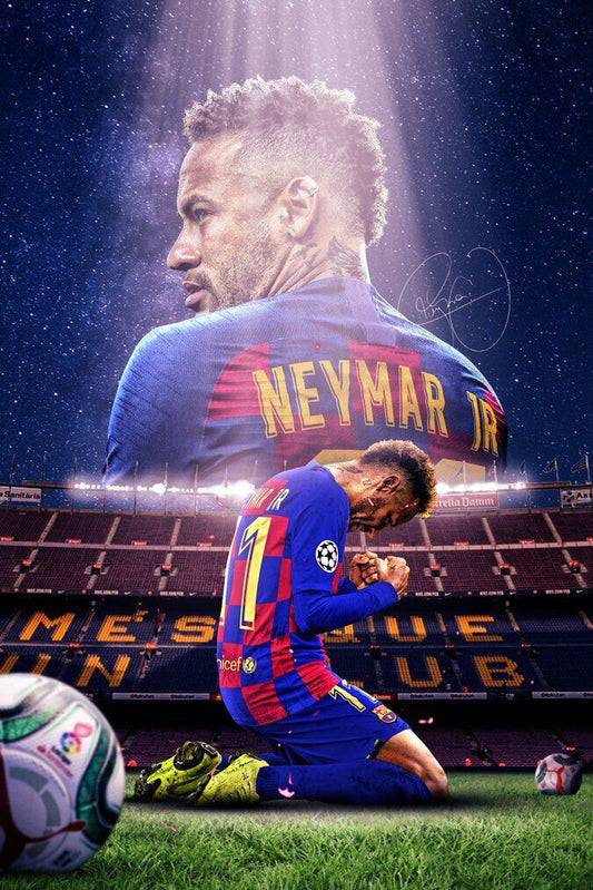 Neymar Soccer Poster Famous Football Player Wall Art Motivational Sports Print