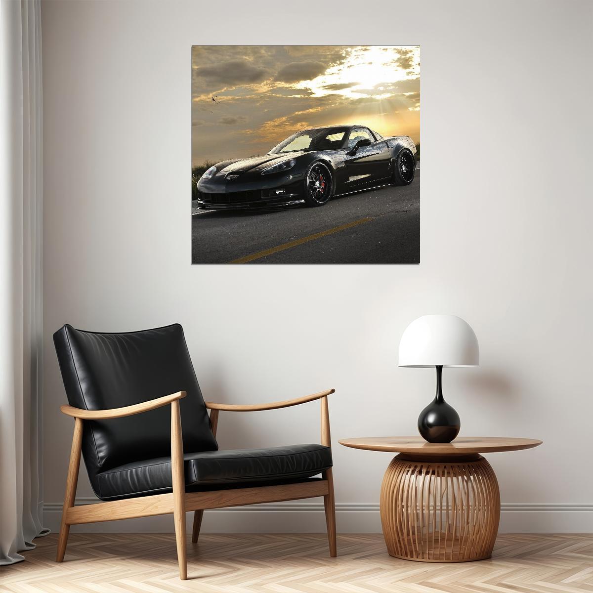 Chevrolet Corvette Poster American Sports Car Wall Art Luxury Supercar Print