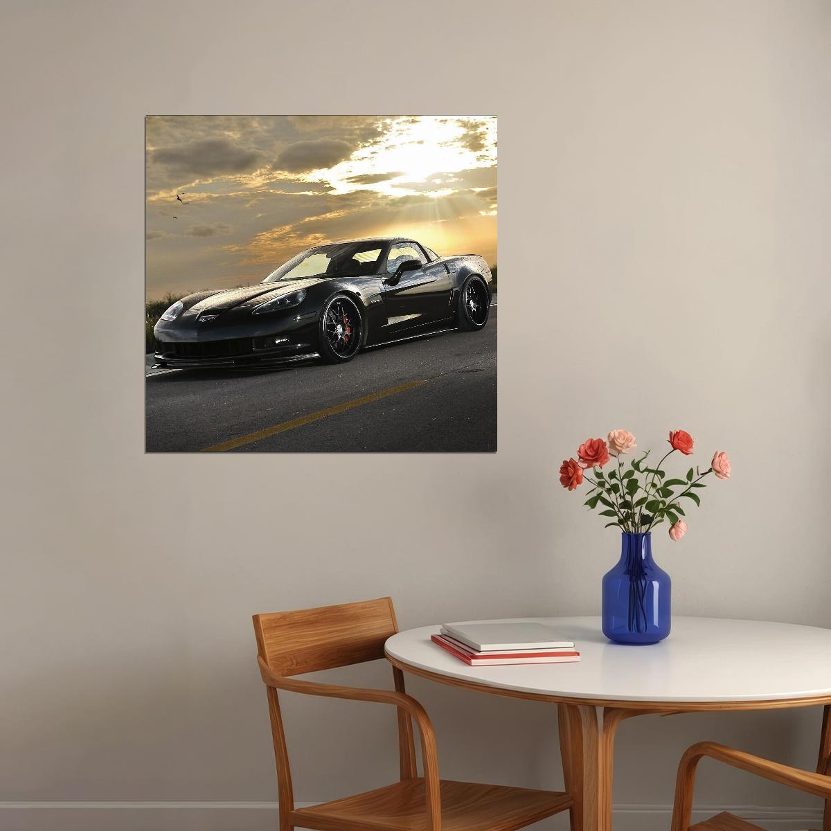 Chevrolet Corvette Poster American Sports Car Wall Art Luxury Supercar Print