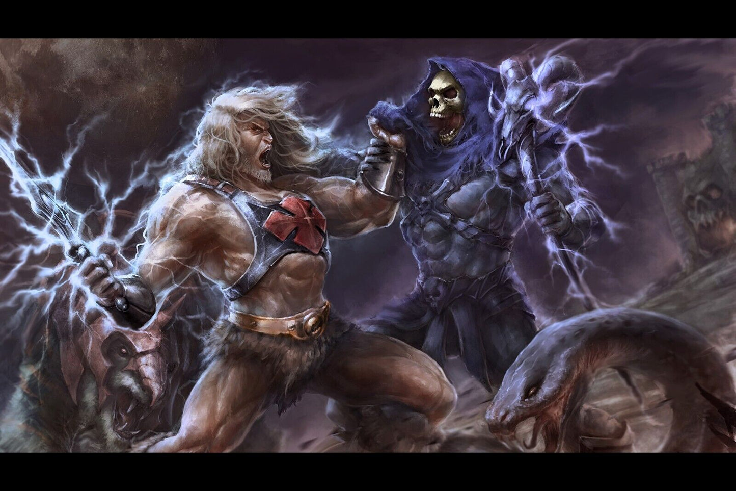 He-man Vs. Skeletor Poster Masters Of The Universe Wall Art Classic Cartoon Print - xonomax