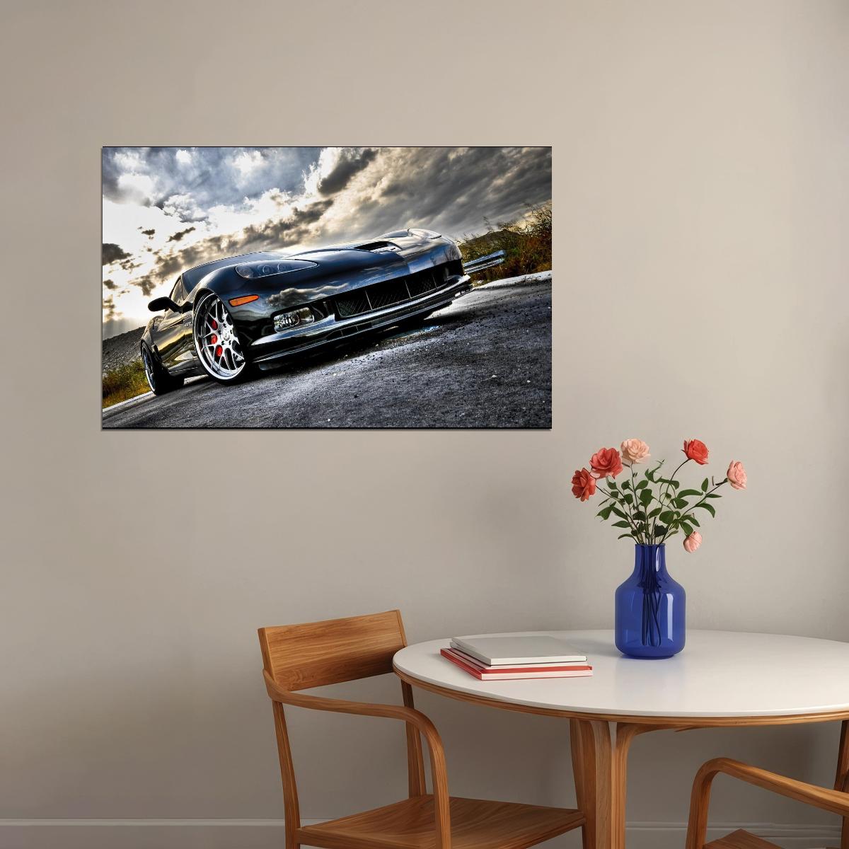 Chevrolet Corvette Poster American Sports Car Wall Art Luxury Supercar Print