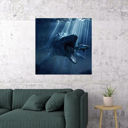 Jurassic World Dinosaur Mosasaur Movie Poster Wall Art - xonomax