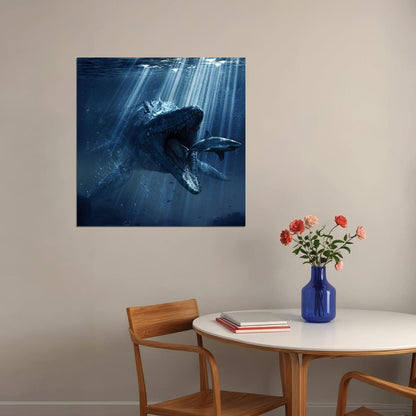 Jurassic World Dinosaur Mosasaur Movie Poster Wall Art - xonomax