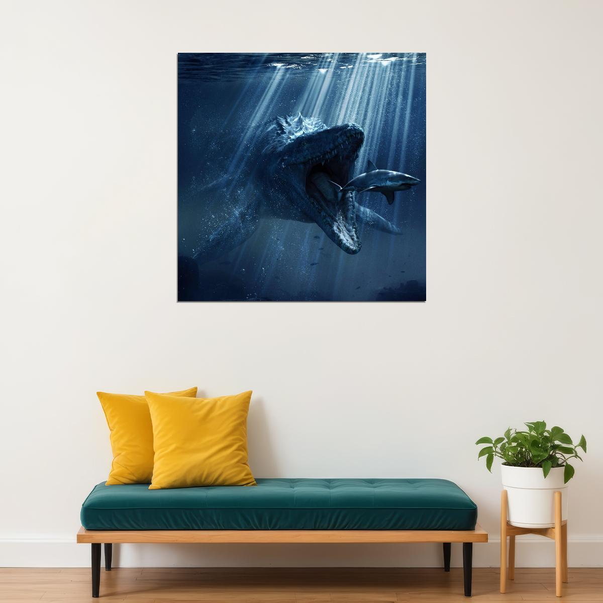 Jurassic World Dinosaur Mosasaur Movie Poster Wall Art - xonomax