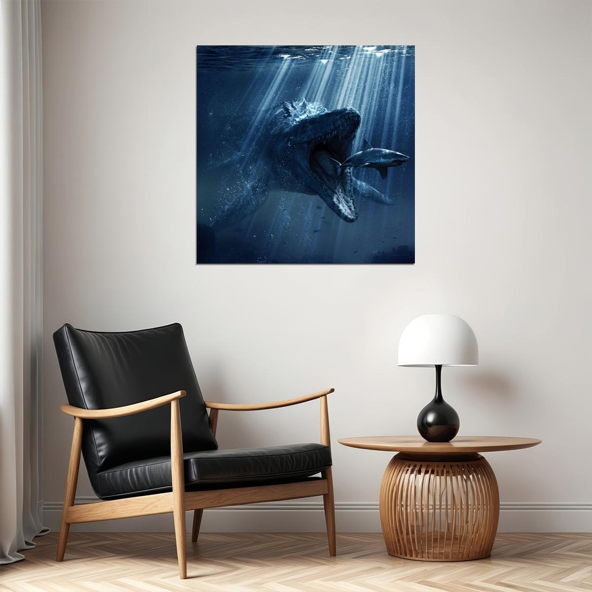 Jurassic World Dinosaur Mosasaur Movie Poster Wall Art - xonomax