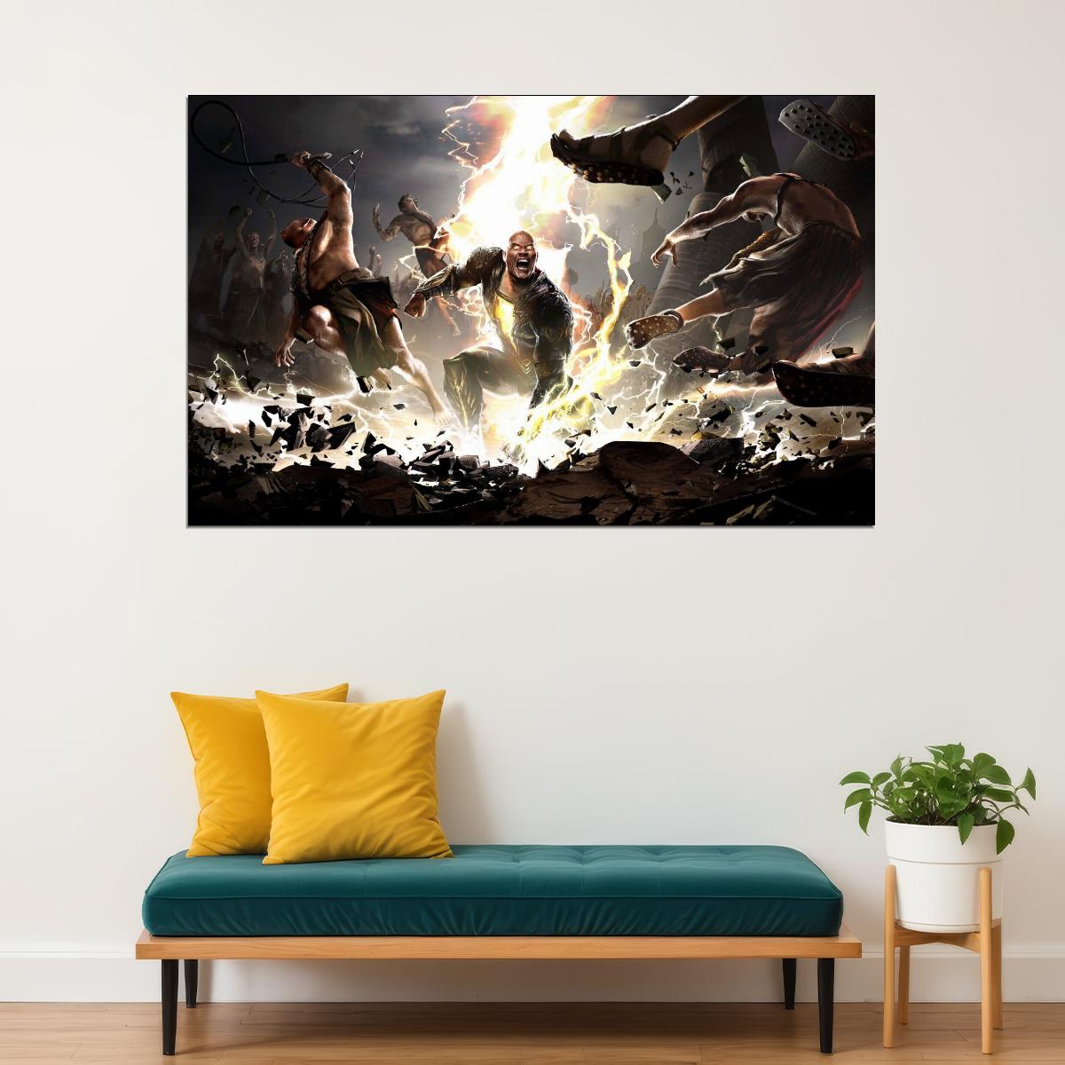 Black Adam Movie Poster Dc Comics Superhero Wall Art Comic Film Print - xonomax