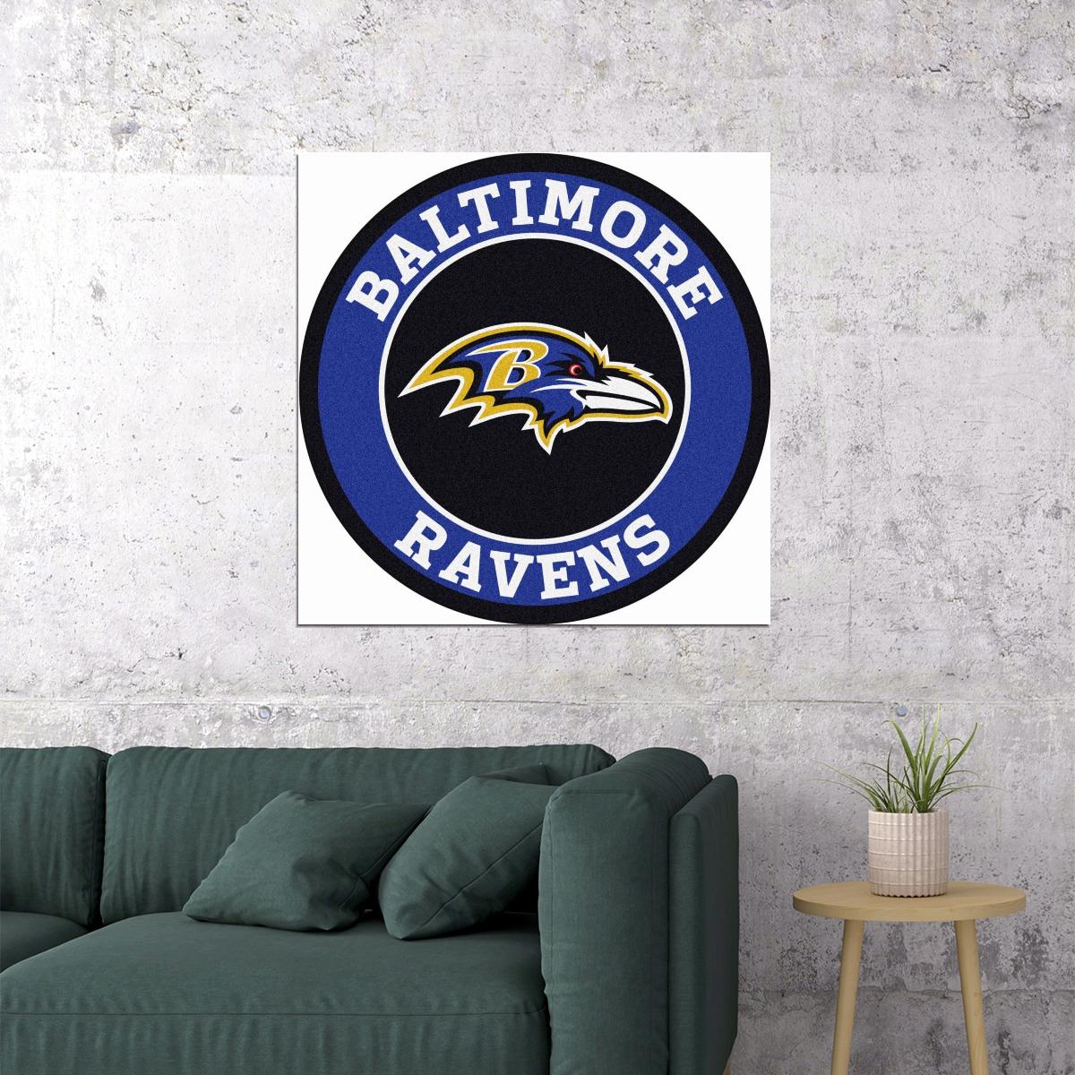 Baltimore Ravens Logo Poster Nfl Football Team Wall Art Sports Print