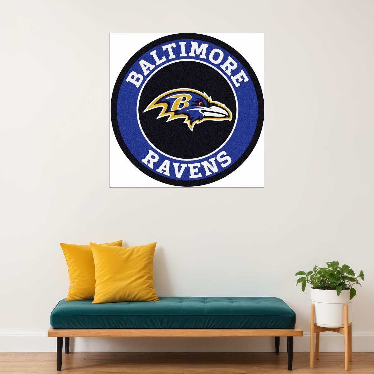 Baltimore Ravens Logo Poster Nfl Football Team Wall Art Sports Print