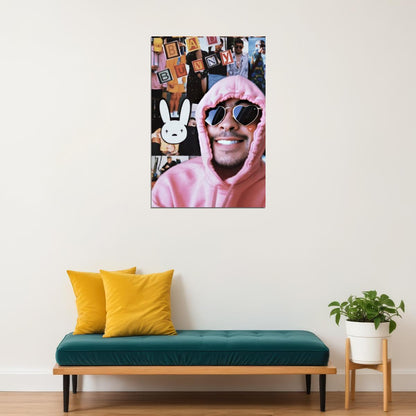 Bad Bunny Poster Latin Trap Music Wall Art Rap Artist Print