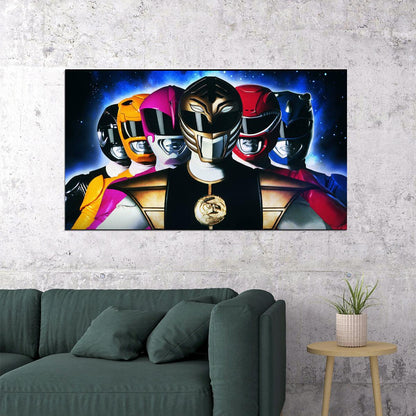 Power Rangers Nostalgic Retro Tv Series Poster Superhero Team 1990s Wall Art