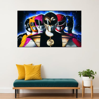 Power Rangers Nostalgic Retro Tv Series Poster Superhero Team 1990s Wall Art