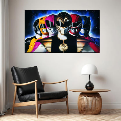 Power Rangers Nostalgic Retro Tv Series Poster Superhero Team 1990s Wall Art