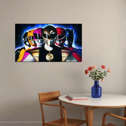 Power Rangers Nostalgic Retro Tv Series Poster Superhero Team 1990s Wall Art