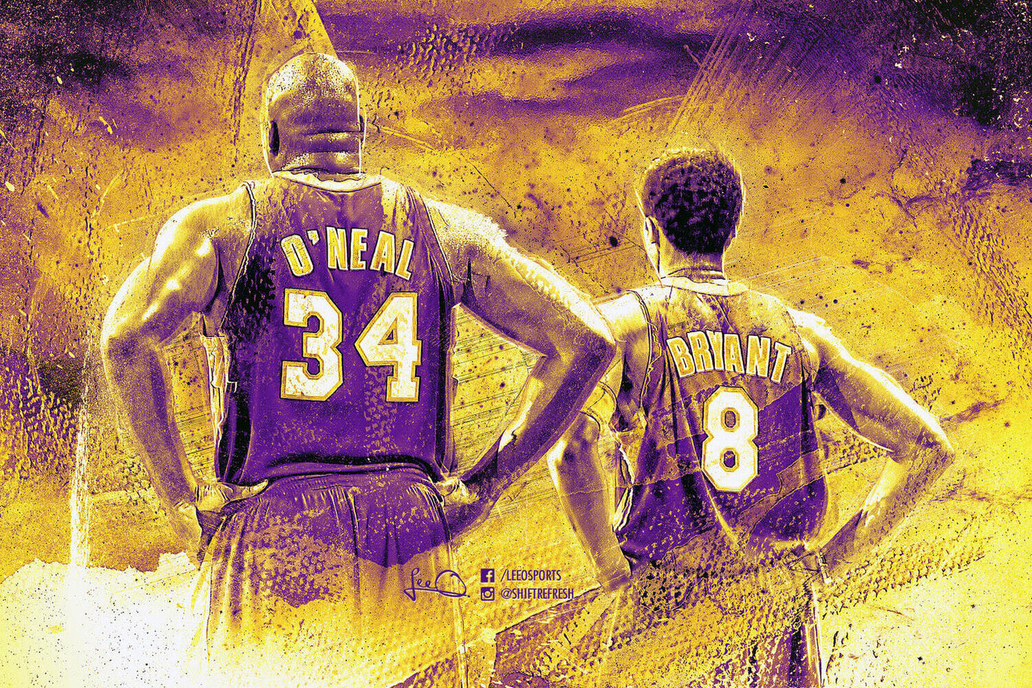 Shaquille O'neal & Kobe Bryant Nba Basketball Poster Legendary Duo Motivational Sports Print