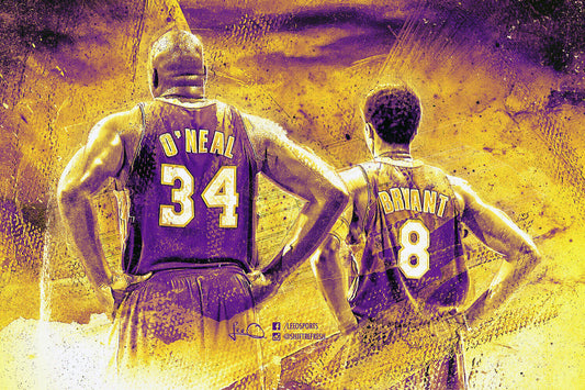 Shaquille O'neal & Kobe Bryant Nba Basketball Poster Legendary Duo Motivational Sports Print