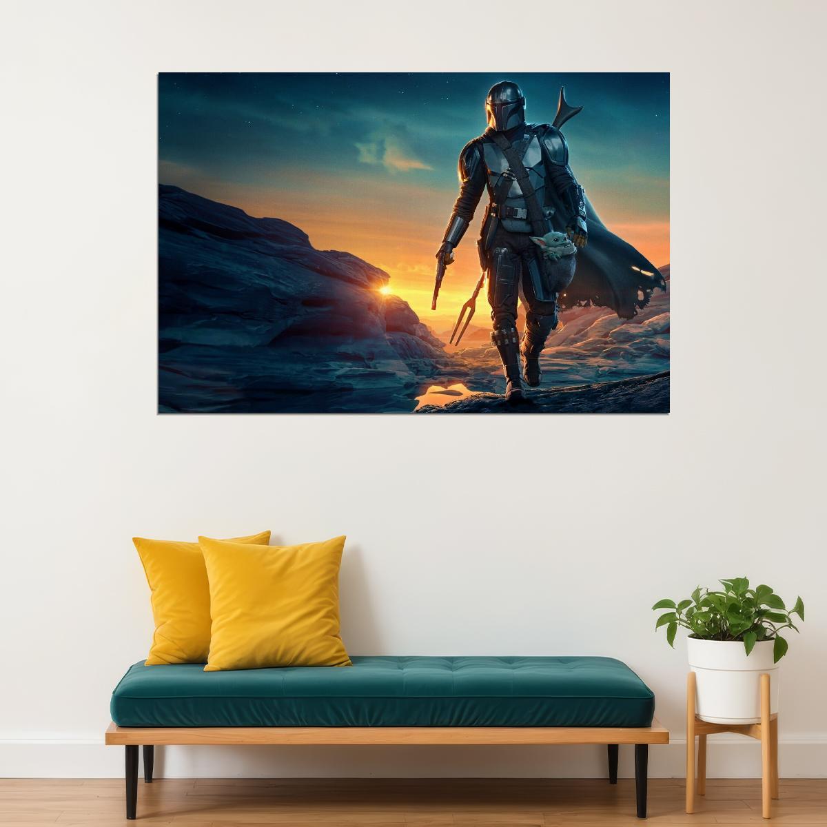 The Mandalorian Tv Series Poster Iconic Star Wars Sci-fi Art Print - xonomax