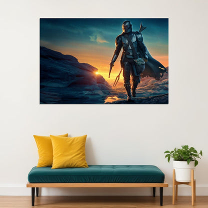 The Mandalorian Tv Series Poster Iconic Star Wars Sci-fi Art Print - xonomax