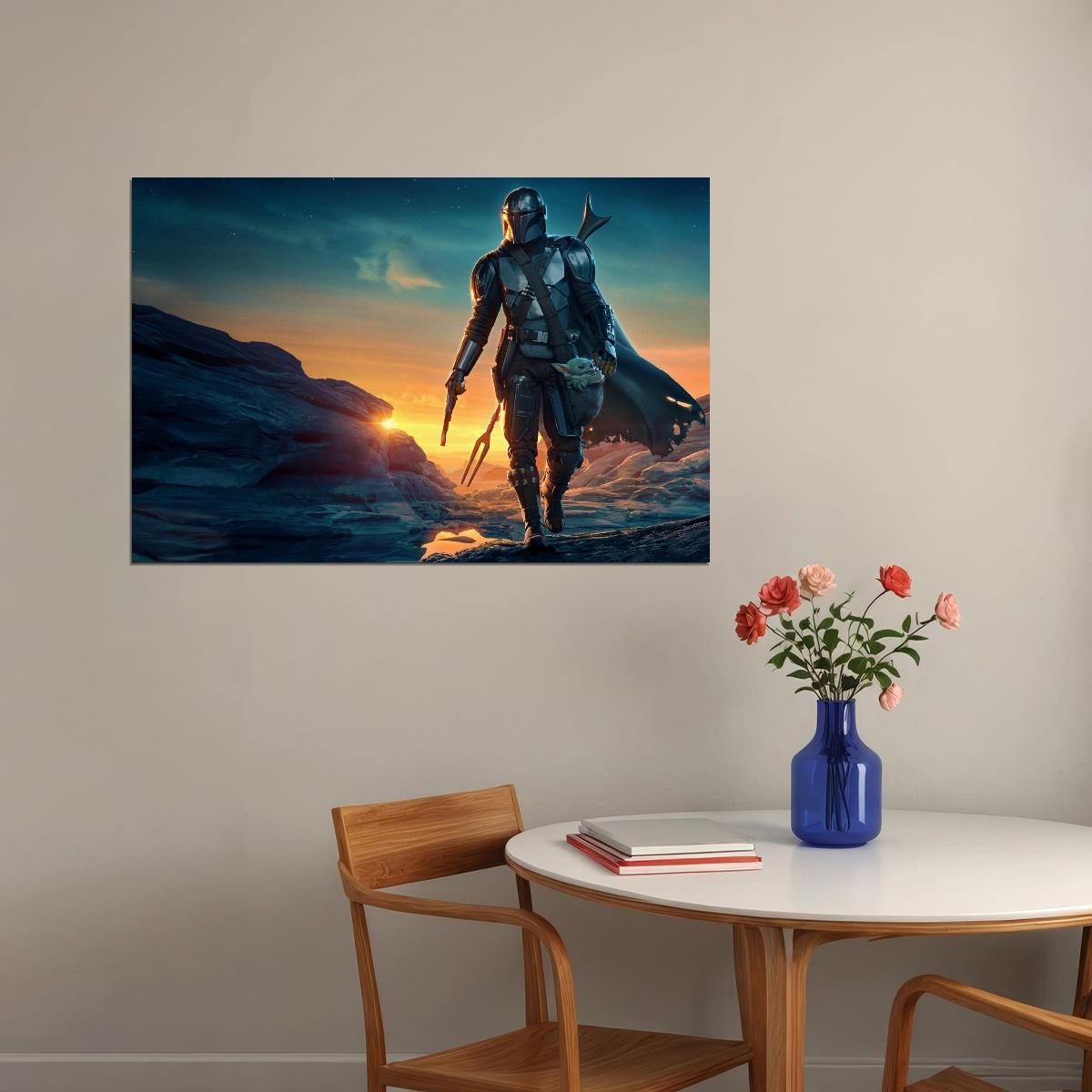 The Mandalorian Tv Series Poster Iconic Star Wars Sci-fi Art Print - xonomax