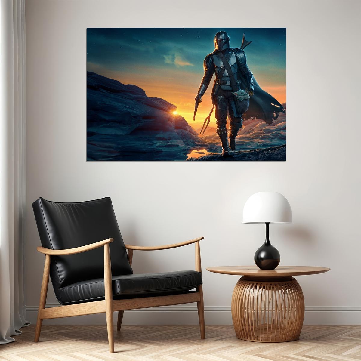 The Mandalorian Tv Series Poster Iconic Star Wars Sci-fi Art Print - xonomax