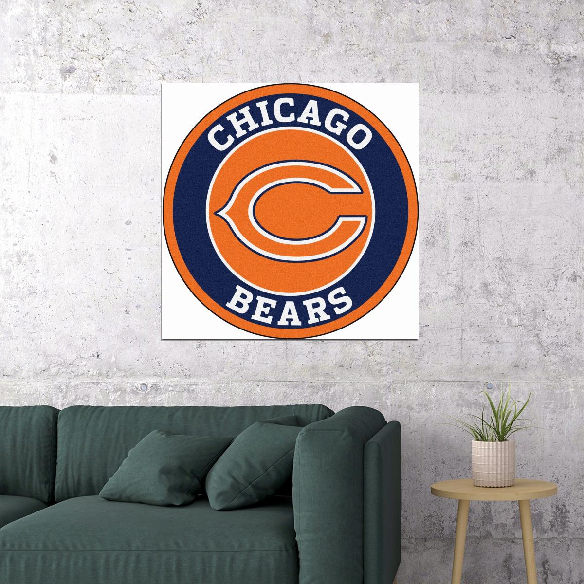 Chicago Bears Logo Poster Nfl Football Team Wall Art Sports Print