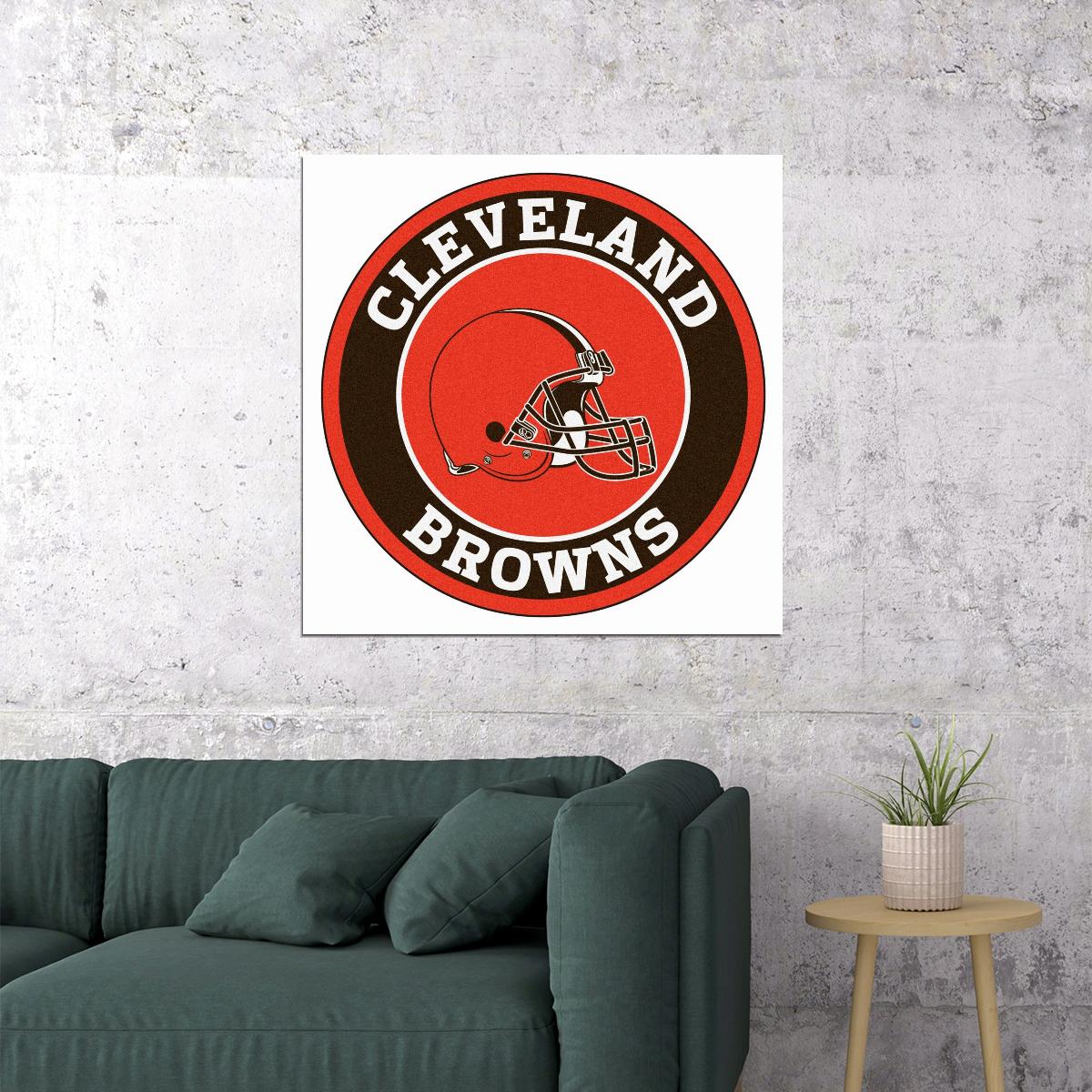 Cleveland Browns Logo Poster Nfl Football Team Wall Art Sports Print