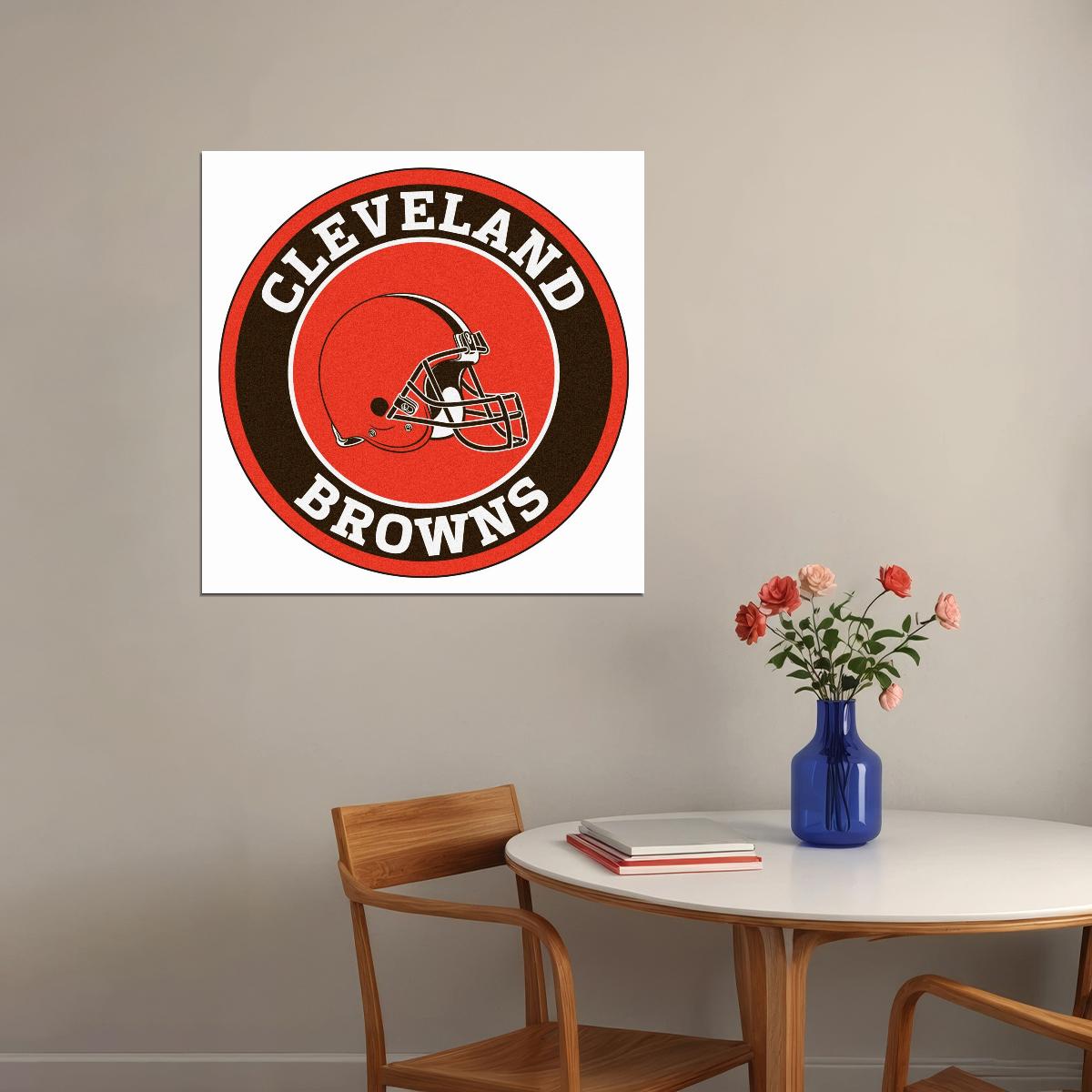 Cleveland Browns Logo Poster Nfl Football Team Wall Art Sports Print