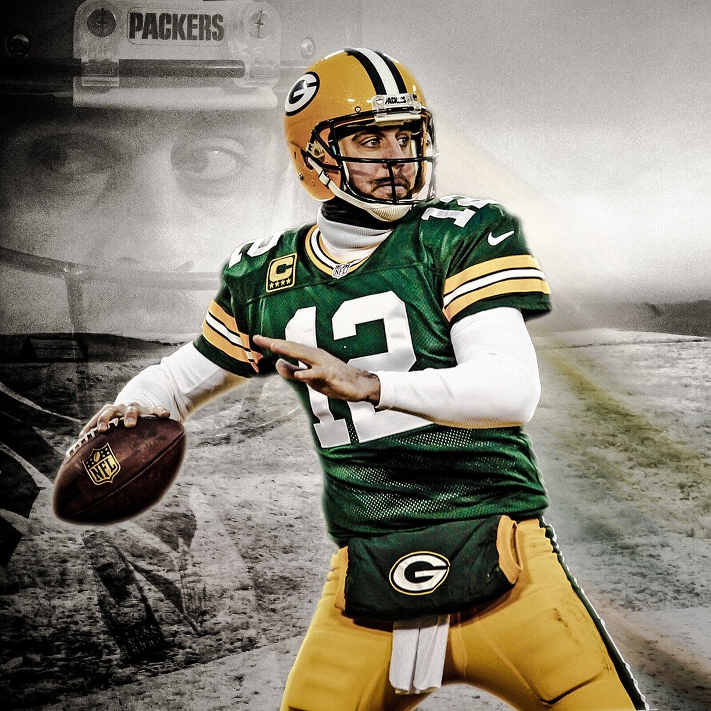 Aaron Rodgers Football Poster Nfl Quarterback Wall Art Sports Print