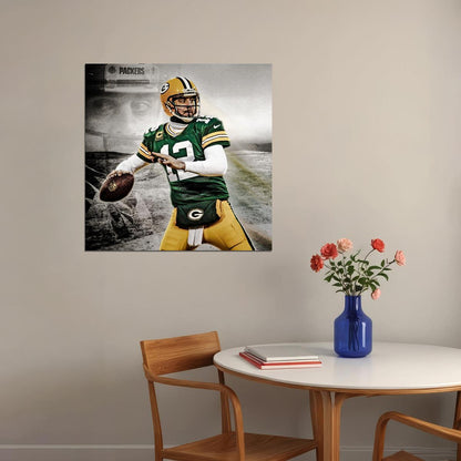 Aaron Rodgers Football Poster Nfl Quarterback Wall Art Sports Print