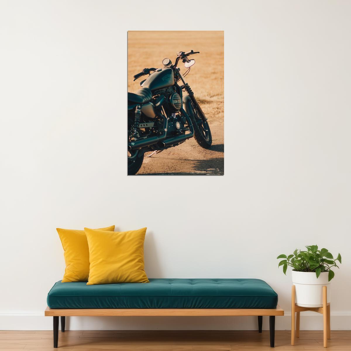 Harley-davidson Motorcycle Poster Motorbike Wall Art Classic Cruiser Print