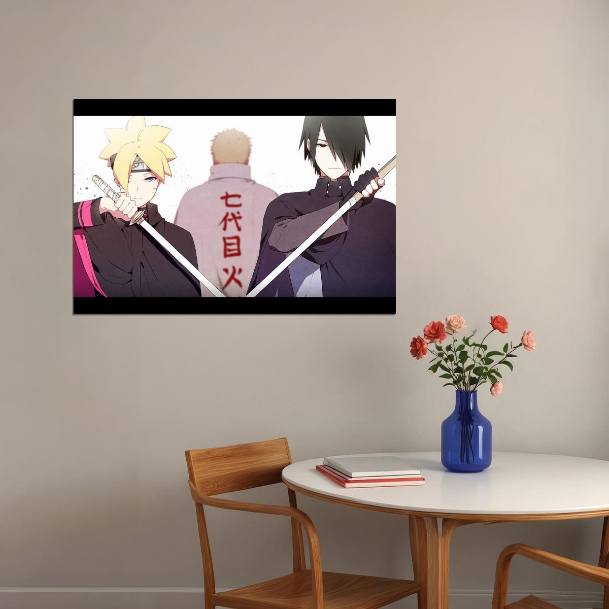 Naruto Boruto Sasuke Anime Poster Japanese Manga Art Wall Print