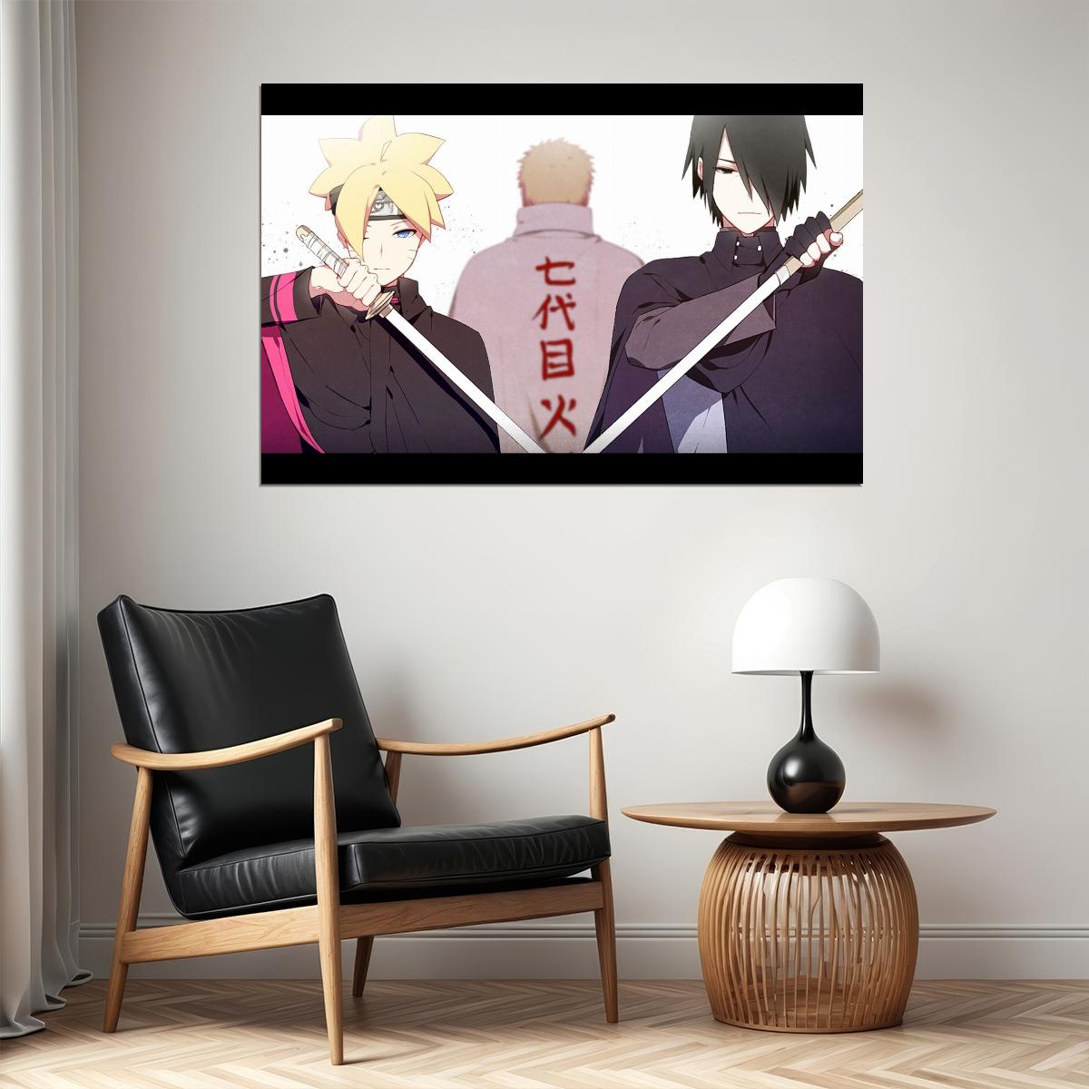 Naruto Boruto Sasuke Anime Poster Japanese Manga Art Wall Print