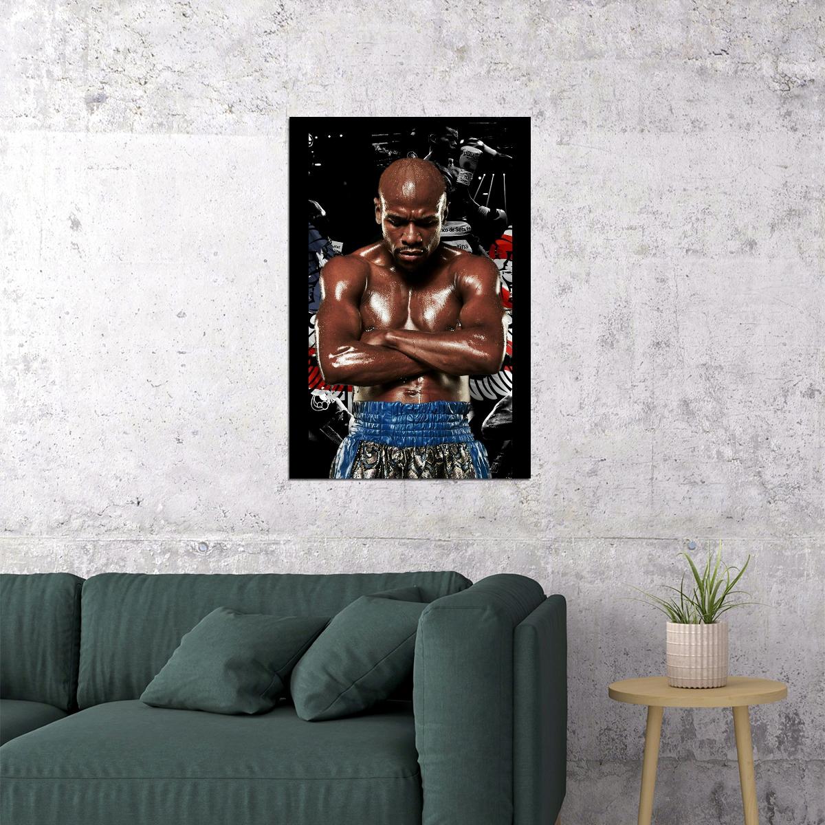 Floyd Mayweather Boxing Poster Undefeated Champion Wall Art Motivational Sports Print