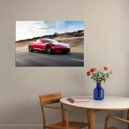 Tesla Sports Car Poster Iconic Electric Vehicle Wall Art