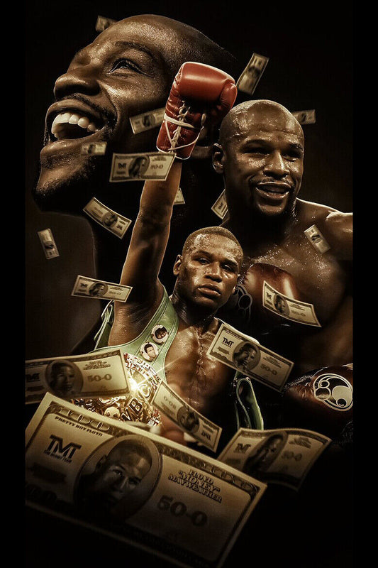 Floyd Mayweather Boxing Poster Undefeated Champion Wall Art Motivational Sports Print