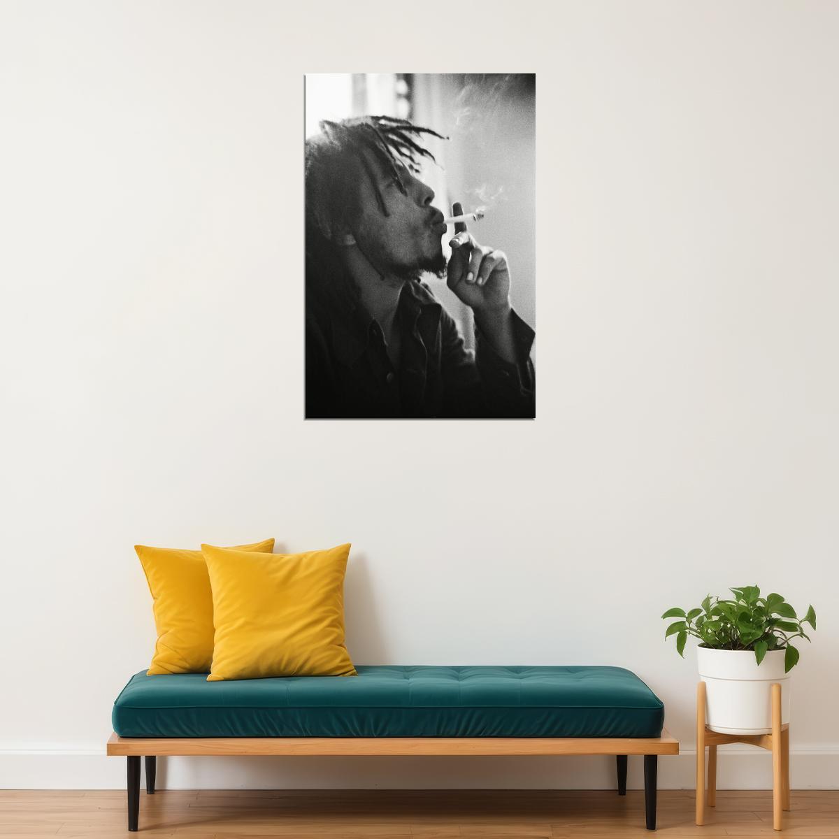 Bob Marley Poster Reggae Music Legend Wall Art Smoking Print - xonomax