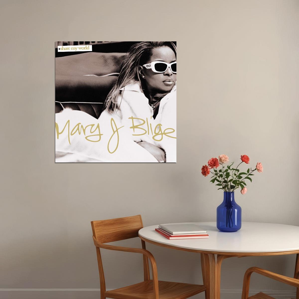 Mary J. Blige Share My World Album Cover Art Music Poster R&b Wall Print