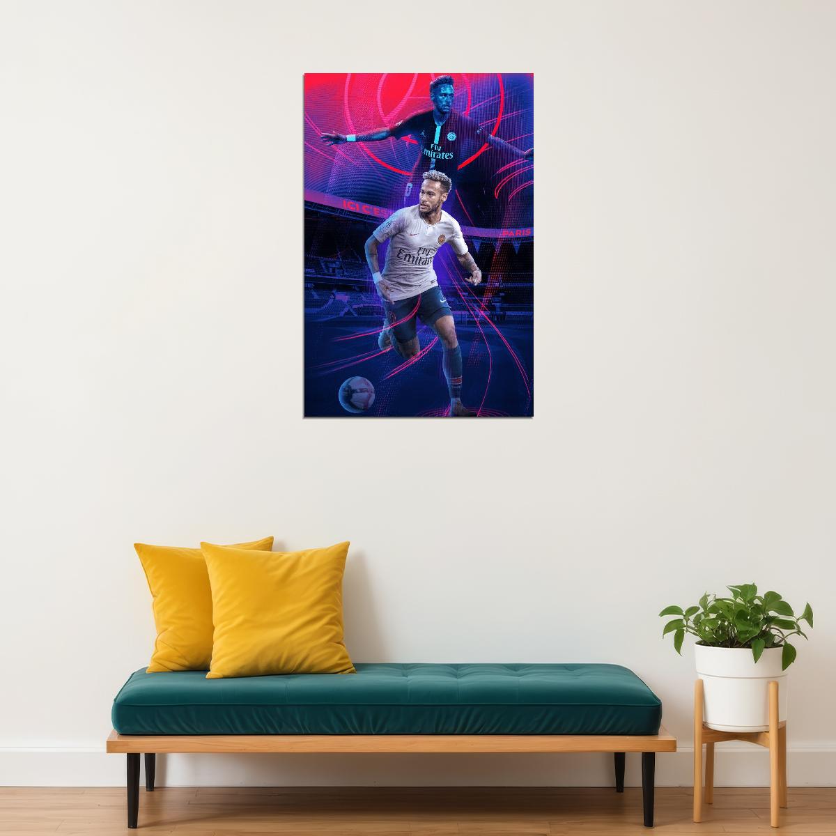 Neymar Soccer Poster Famous Football Player Wall Art Motivational Sports Print