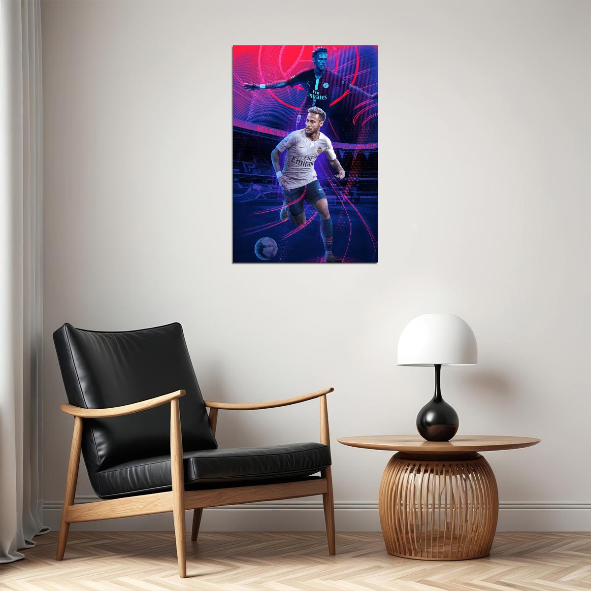 Neymar Soccer Poster Famous Football Player Wall Art Motivational Sports Print