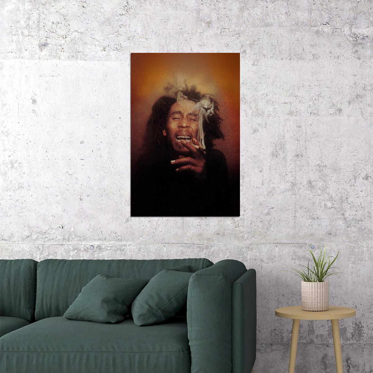 Bob Marley Poster Reggae Music Legend Wall Art Smoking Print