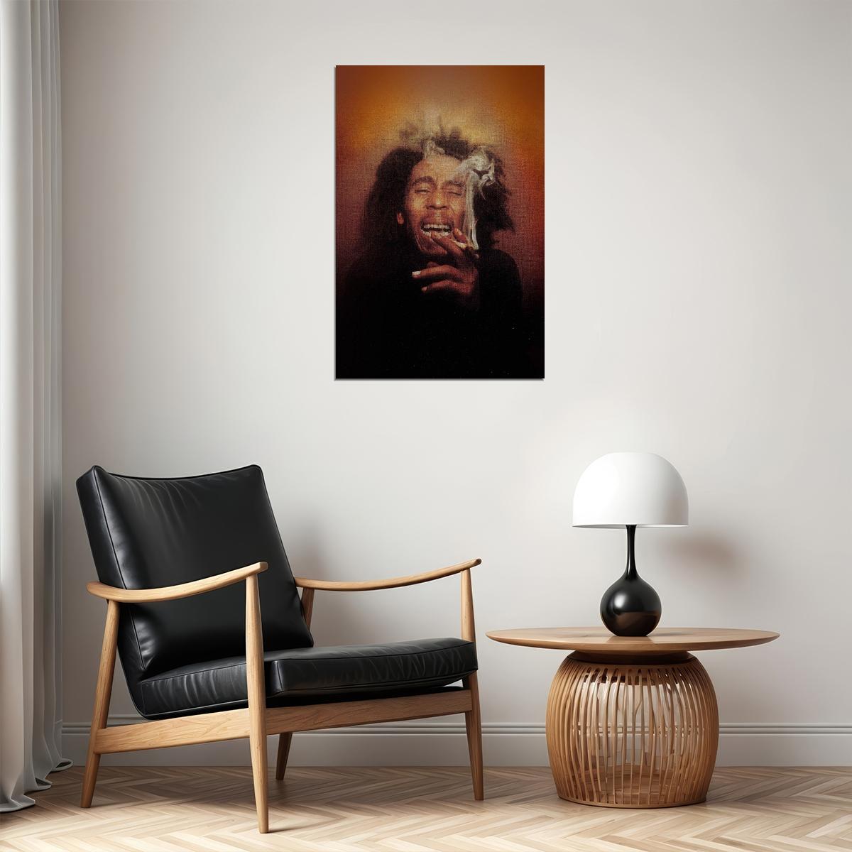 Bob Marley Poster Reggae Music Legend Wall Art Smoking Print