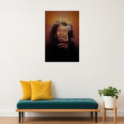 Bob Marley Poster Reggae Music Legend Wall Art Smoking Print