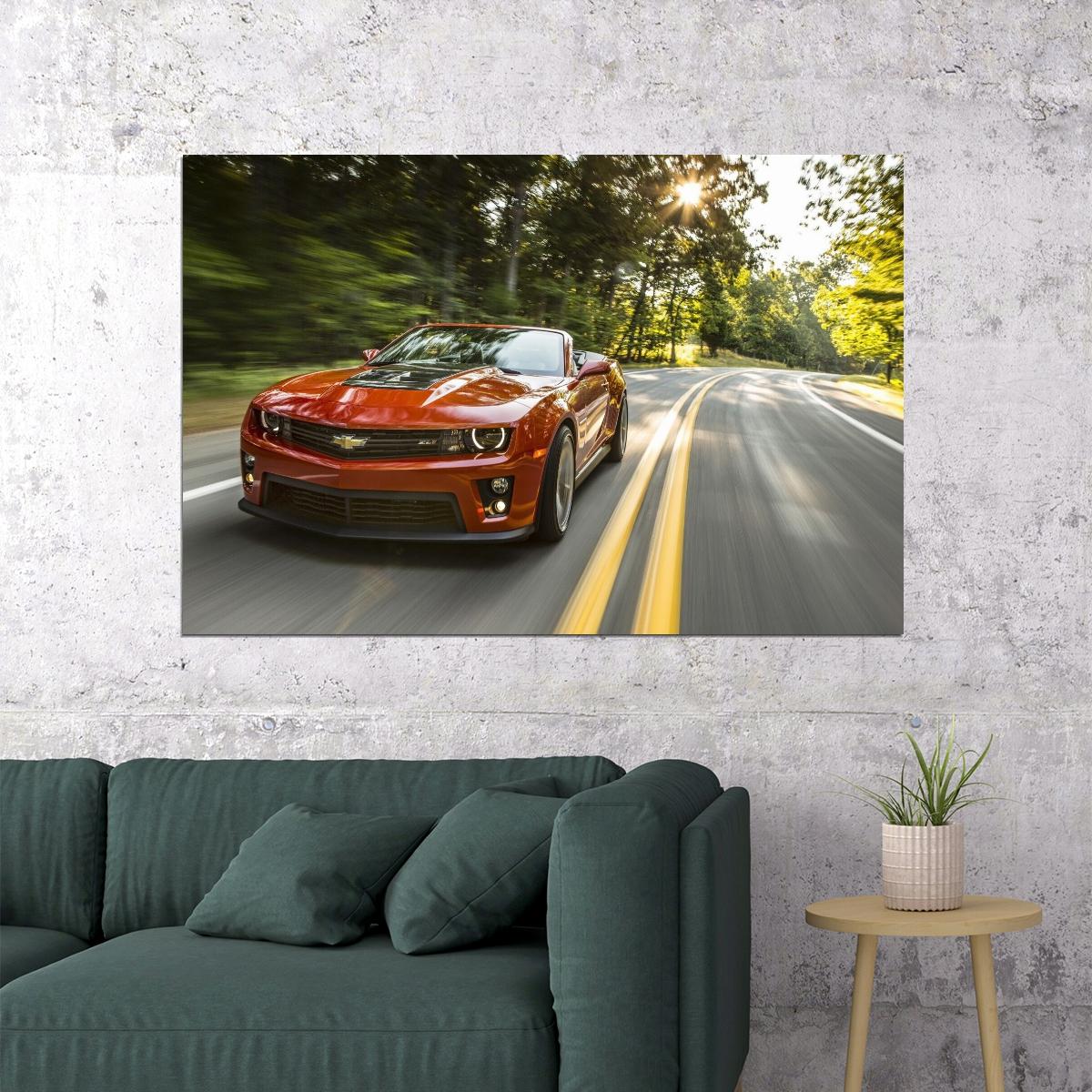 Chevrolet Camaro Poster Classic Muscle Car Wall Art Luxury Car Print