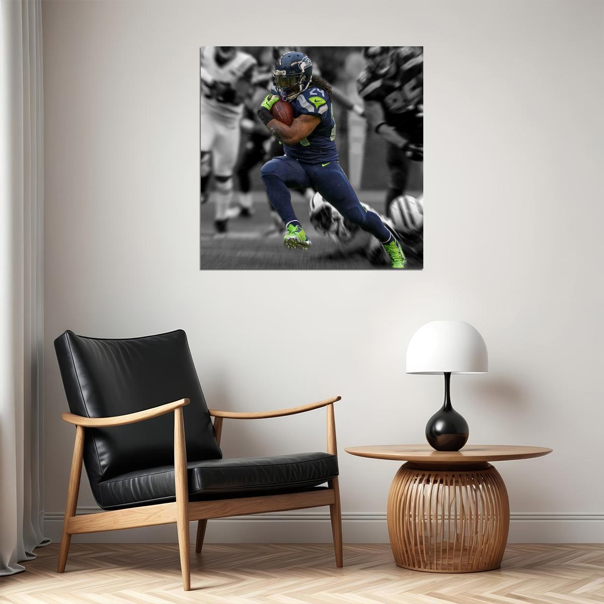 Marshawn Lynch Nfl Poster Famous Football Player Motivational Sports Print