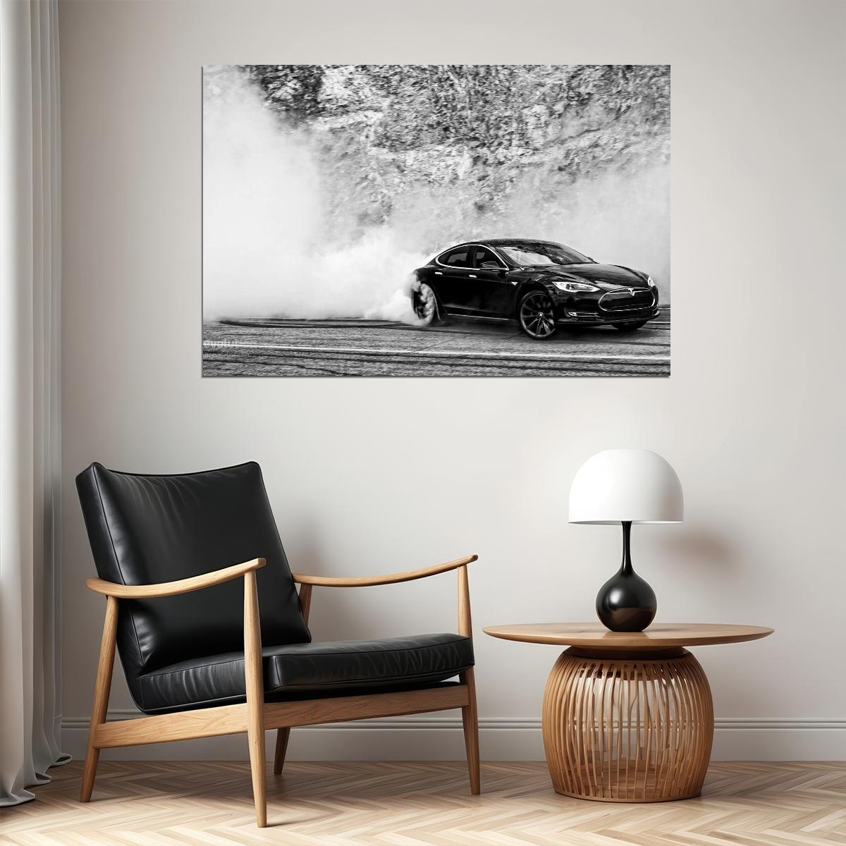 Tesla Sports Car Poster Iconic Electric Vehicle Wall Art