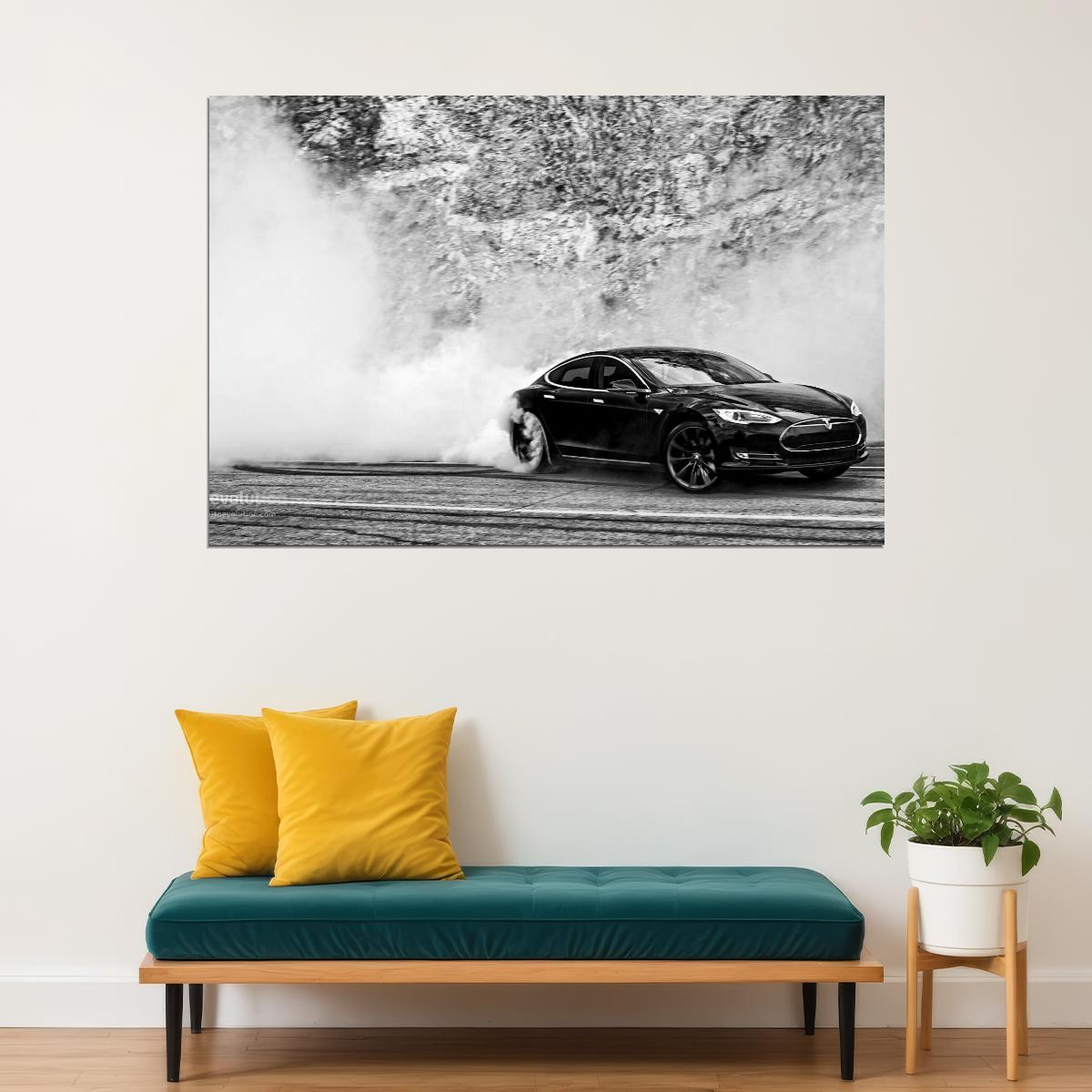 Tesla Sports Car Poster Iconic Electric Vehicle Wall Art