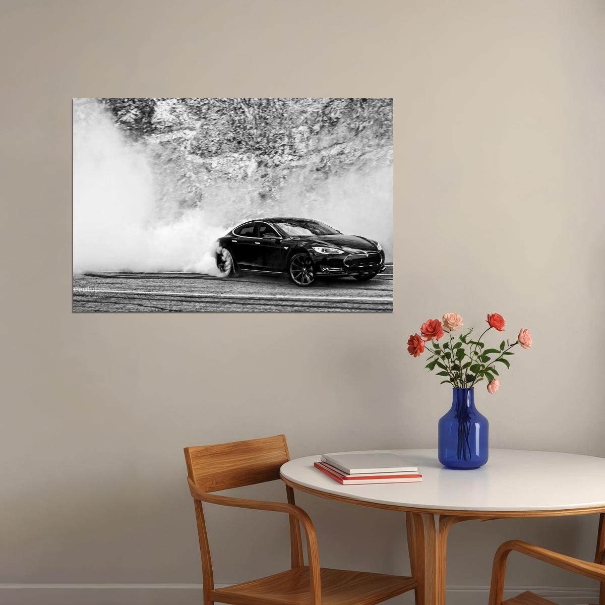 Tesla Sports Car Poster Iconic Electric Vehicle Wall Art