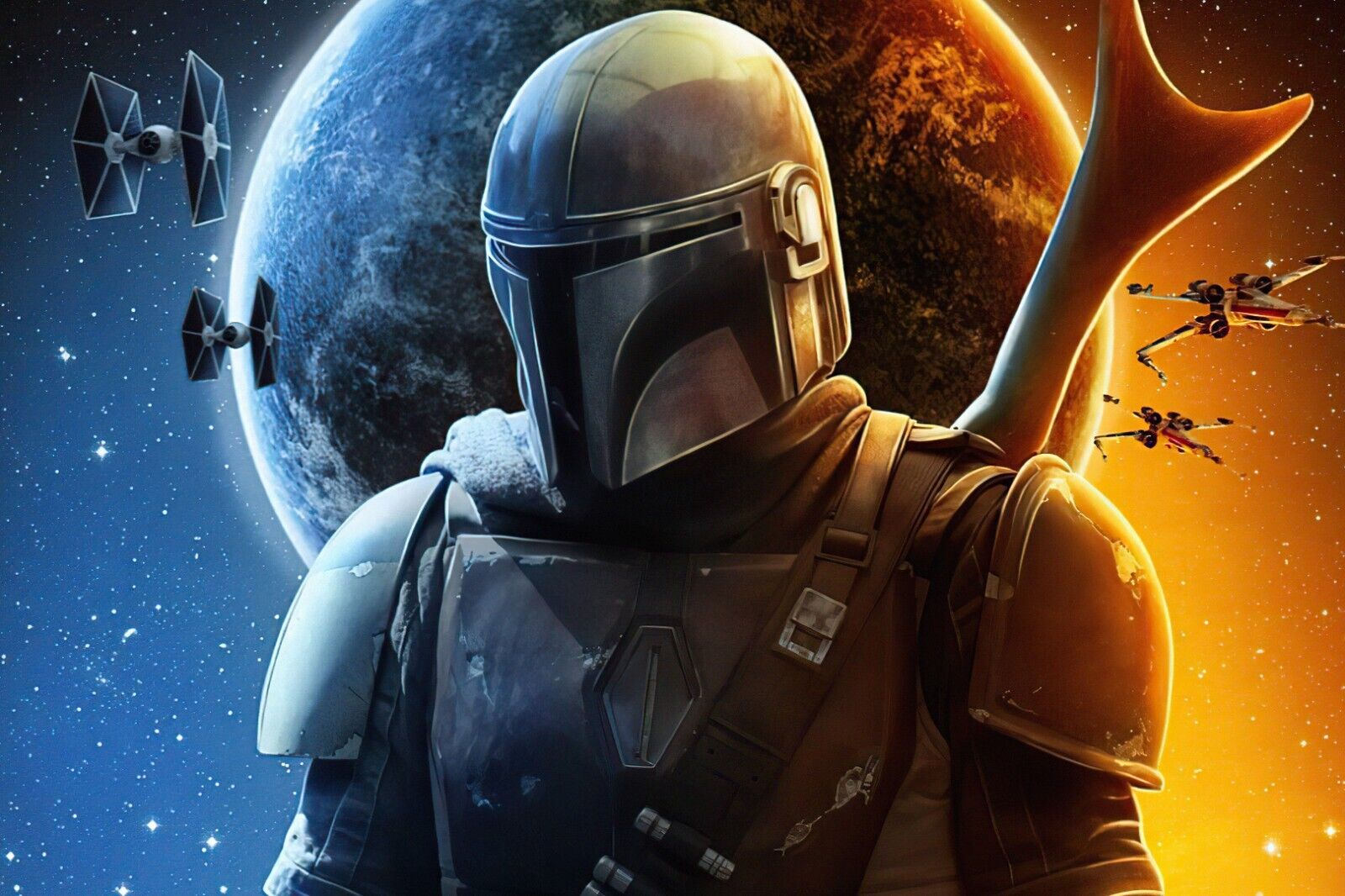 The Mandalorian Tv Series Poster Iconic Star Wars Sci-fi Art Print - xonomax